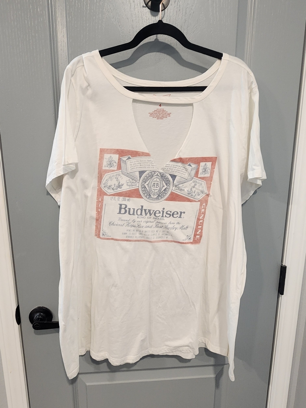 Torrid Budweiser White Tee with Faded Red Label Graphic